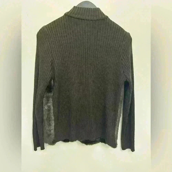 Y2K Kathie Lee Faux Fur Front Ribbed Back Jacket Women's Brown Long Sleeve Size8 - Picture 2 of 5